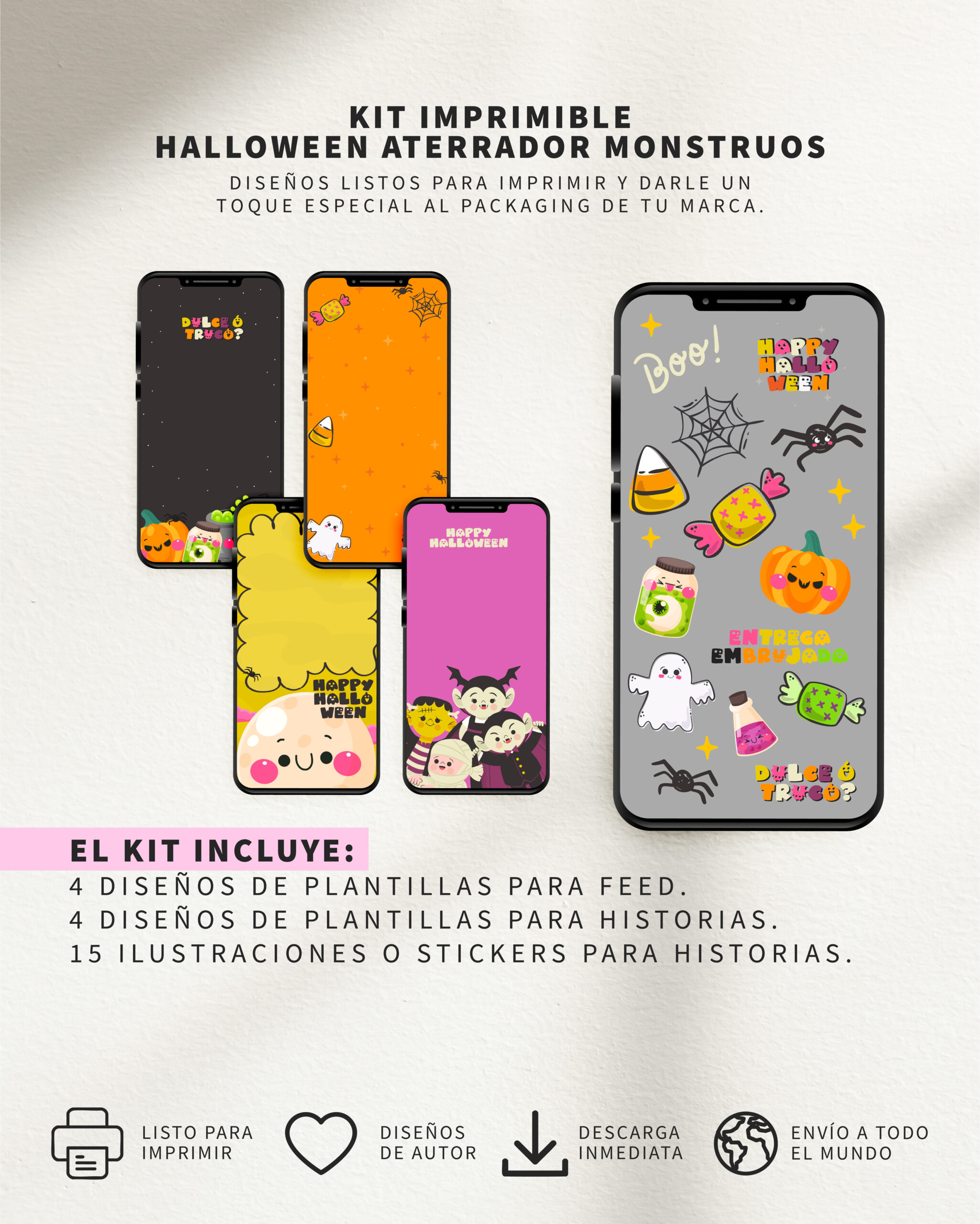 Imprimible Halloween Aterrador Monstruos - Imagen 5