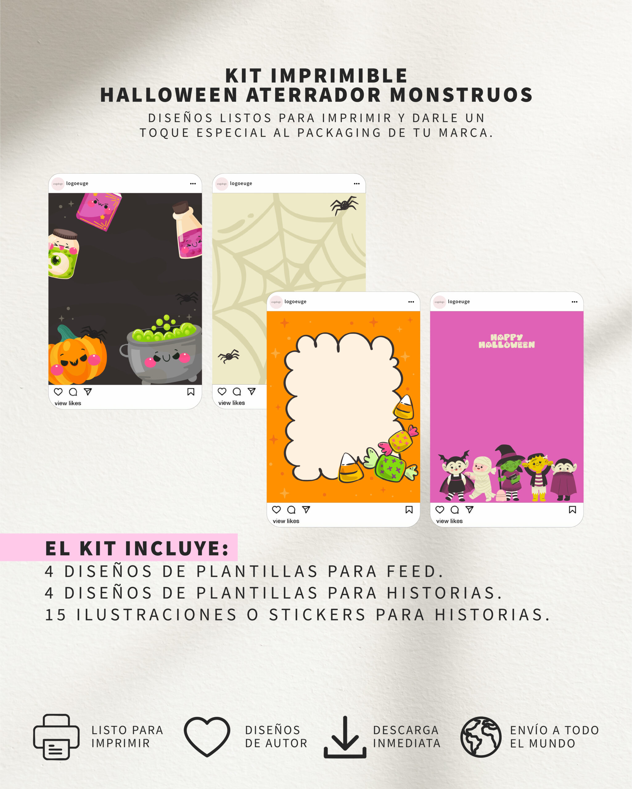 Imprimible Halloween Aterrador Monstruos - Imagen 4