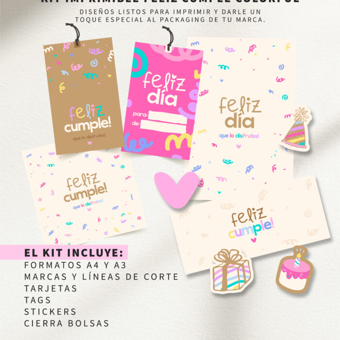 Imprimible FELIZ CUMPLE COLORFUL